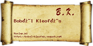 Bobál Kleofás névjegykártya